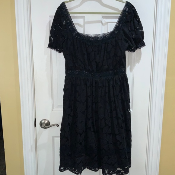 Anna Sui black lace dress Sz 12 crochet detail - Picture 6 of 10